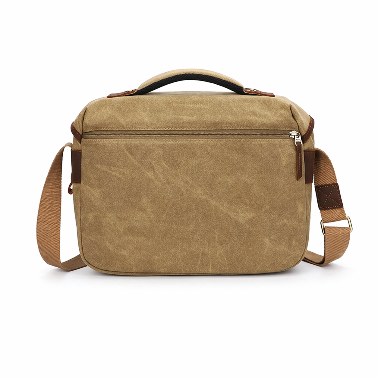 Waxed Canvas Camera Messenger Bag Leather Vintage DSLR Shoulder Case