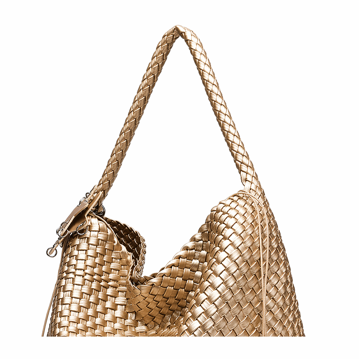 Metallic Woven Tote Bag Large Commuter Shoulder Purse