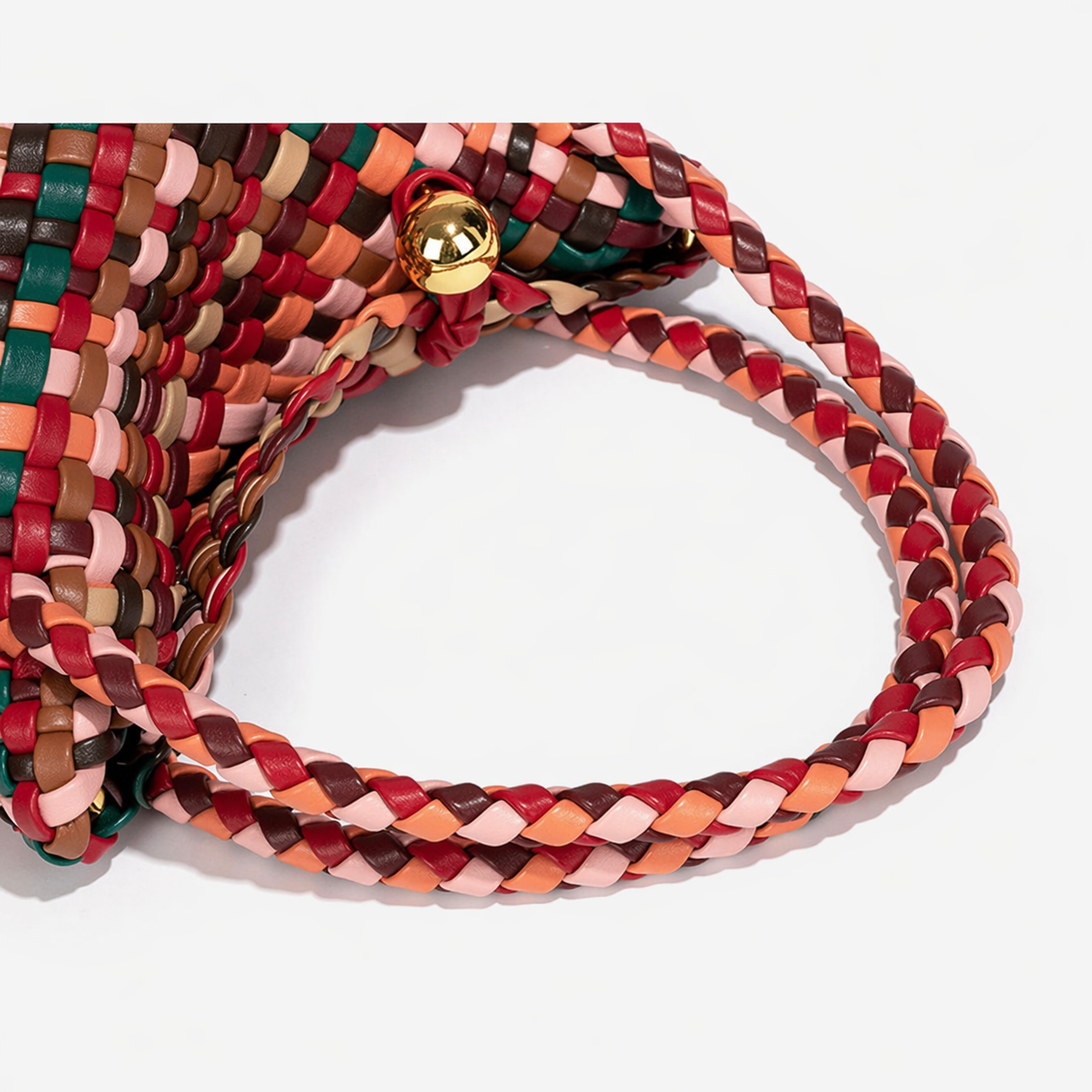 Woven Leather Basket Bag Colorful Crossbody Multicolor Checker Tote