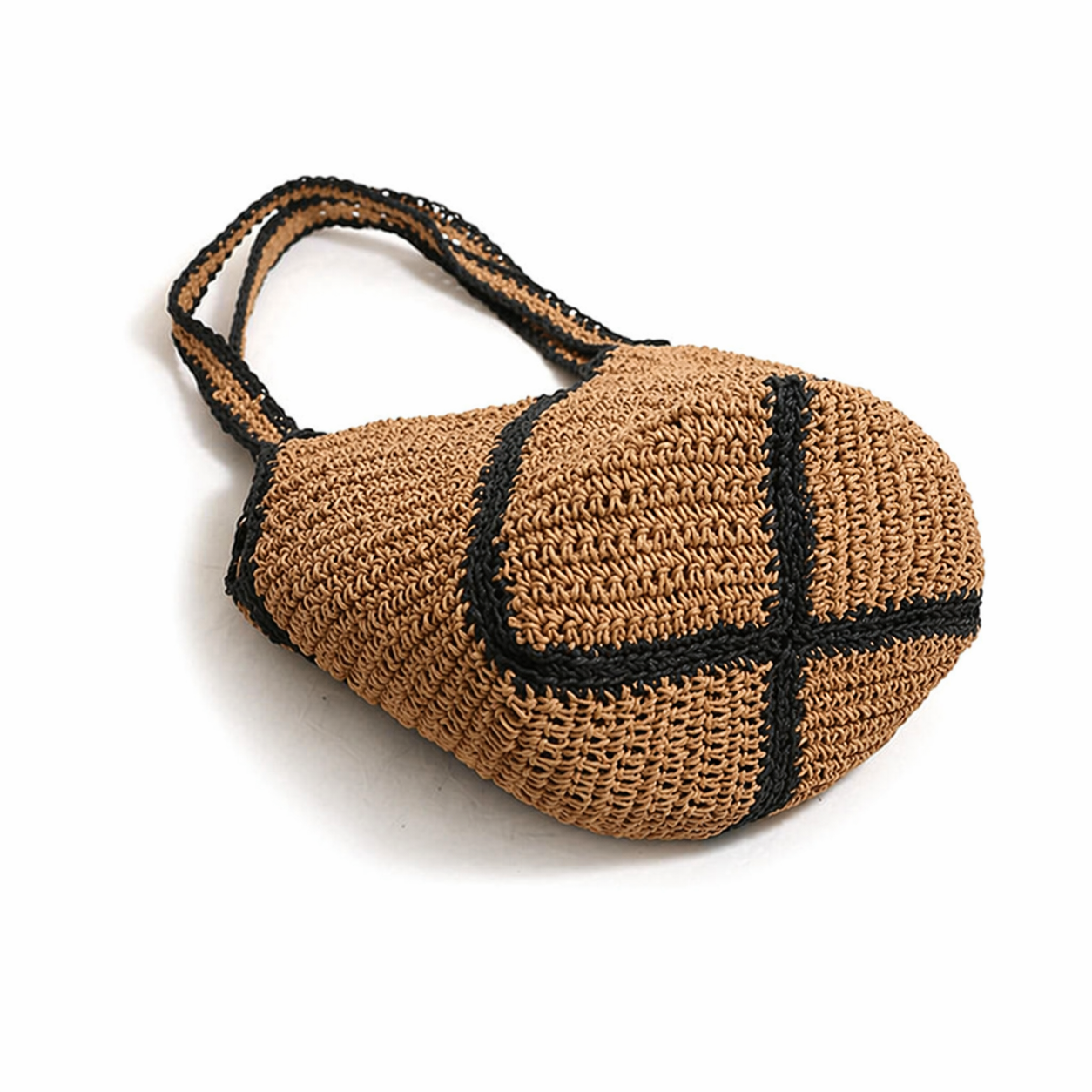 Geometric Straw Bag Large Summer Beach Woven Color Block Tote