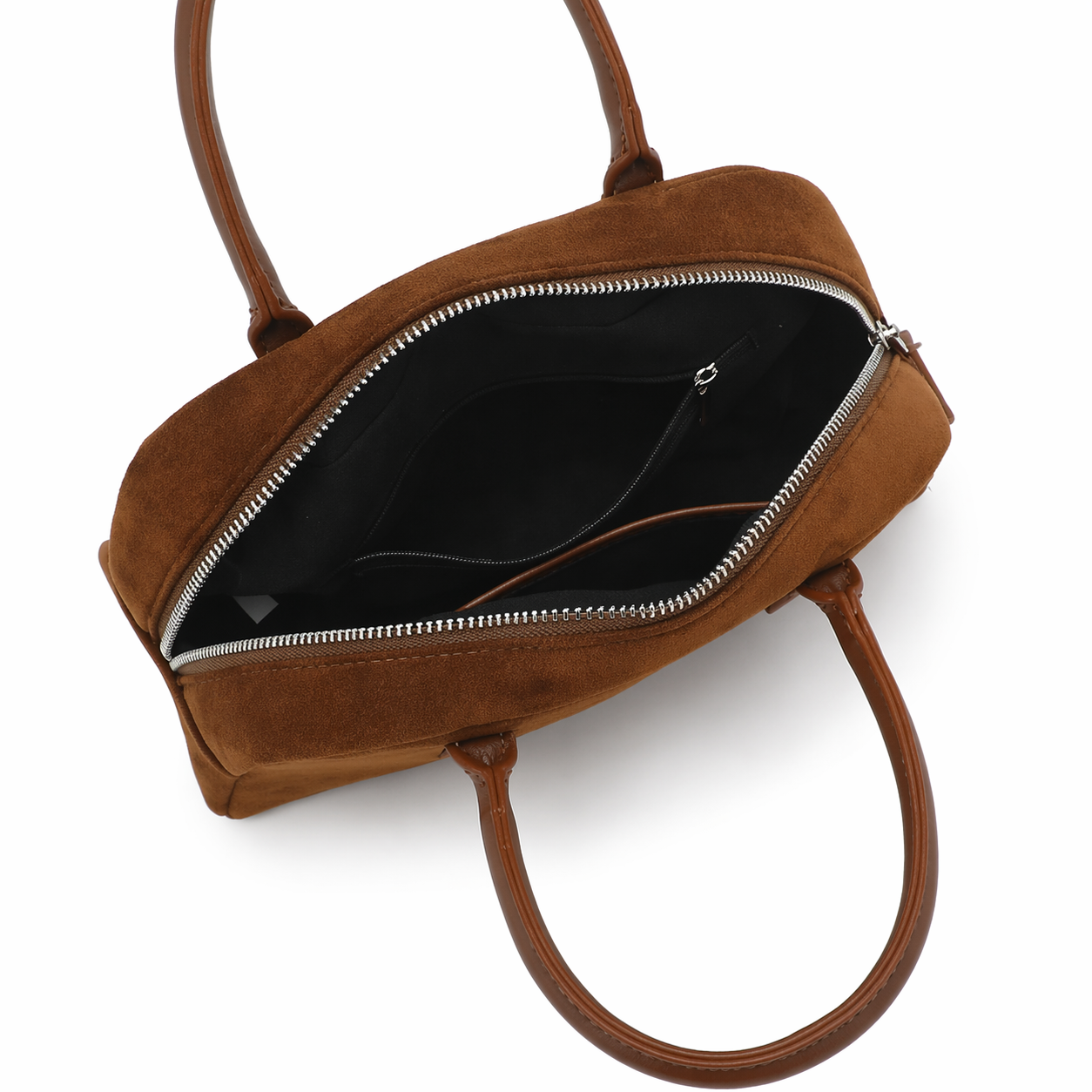 Minimalist Faux Suede Bowling Bag Vintage Boston Handheld Shoulder Bag