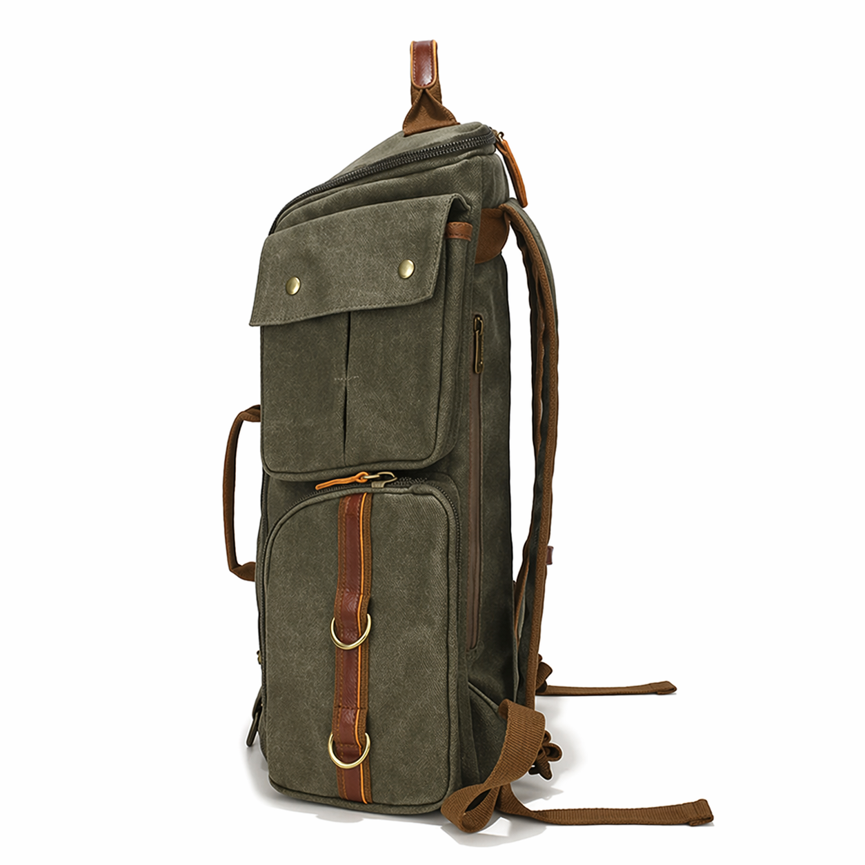 Waxed Canvas Backpack Vintage Leather Laptop Rucksack Waterproof Travel Bag
