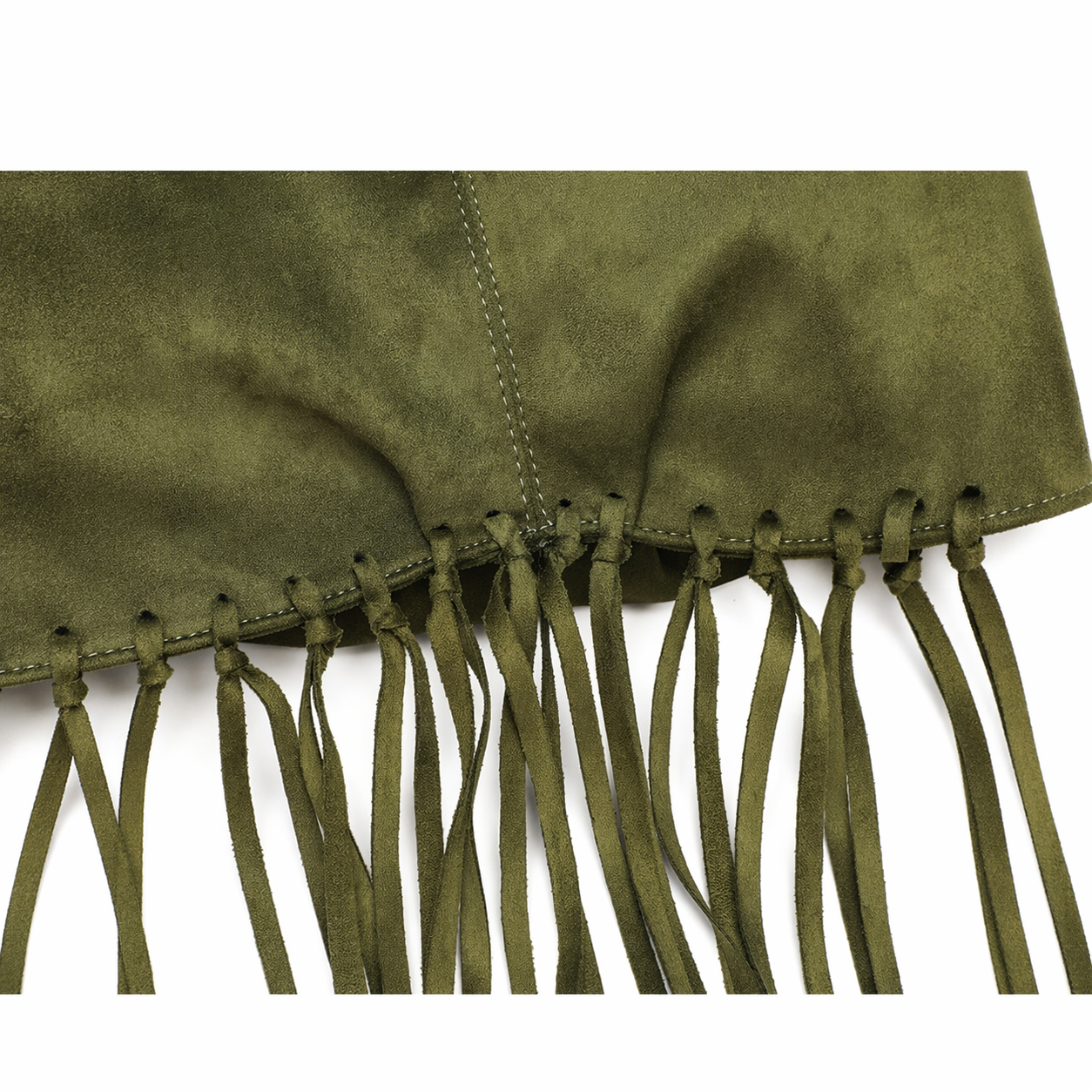 Fringe Faux Suede Crescent Tote Large Capacity Half Moon Slouchy Bag