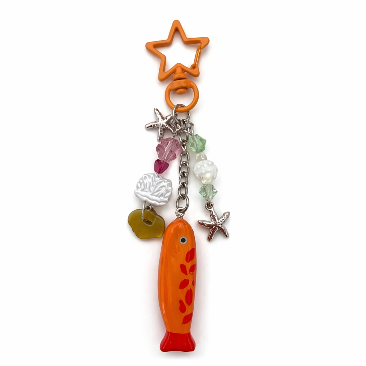 Fish Starfish Bag Charm Enamel Keychain Coastal Streetwear Accessory
