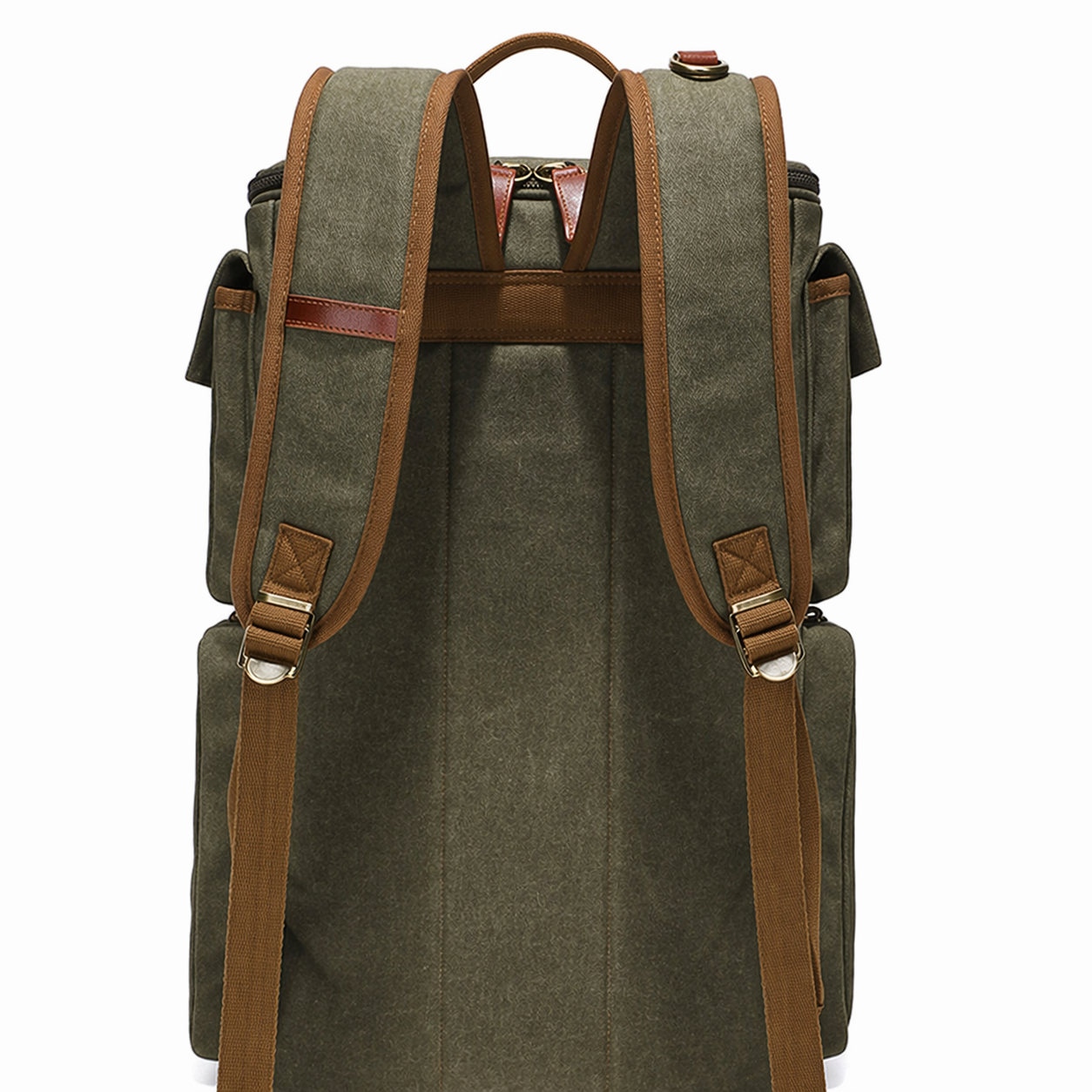 Waxed Canvas Backpack Vintage Leather Laptop Rucksack Waterproof Travel Bag