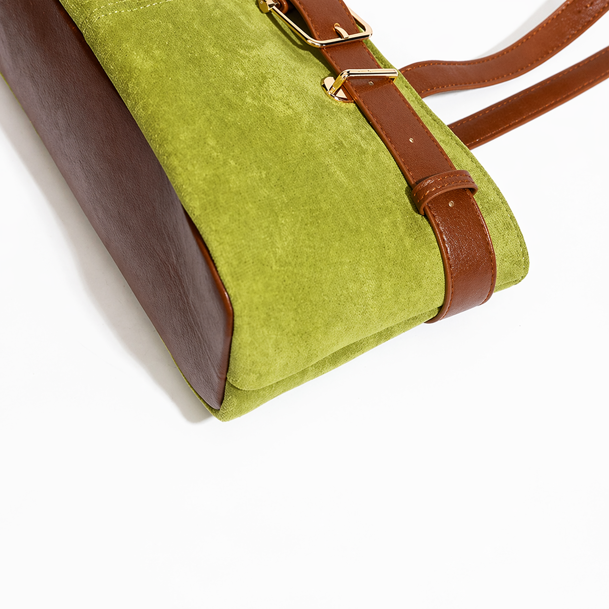 Vintage Faux Suede East-West Baguette Underarm Retro Commuter Bag