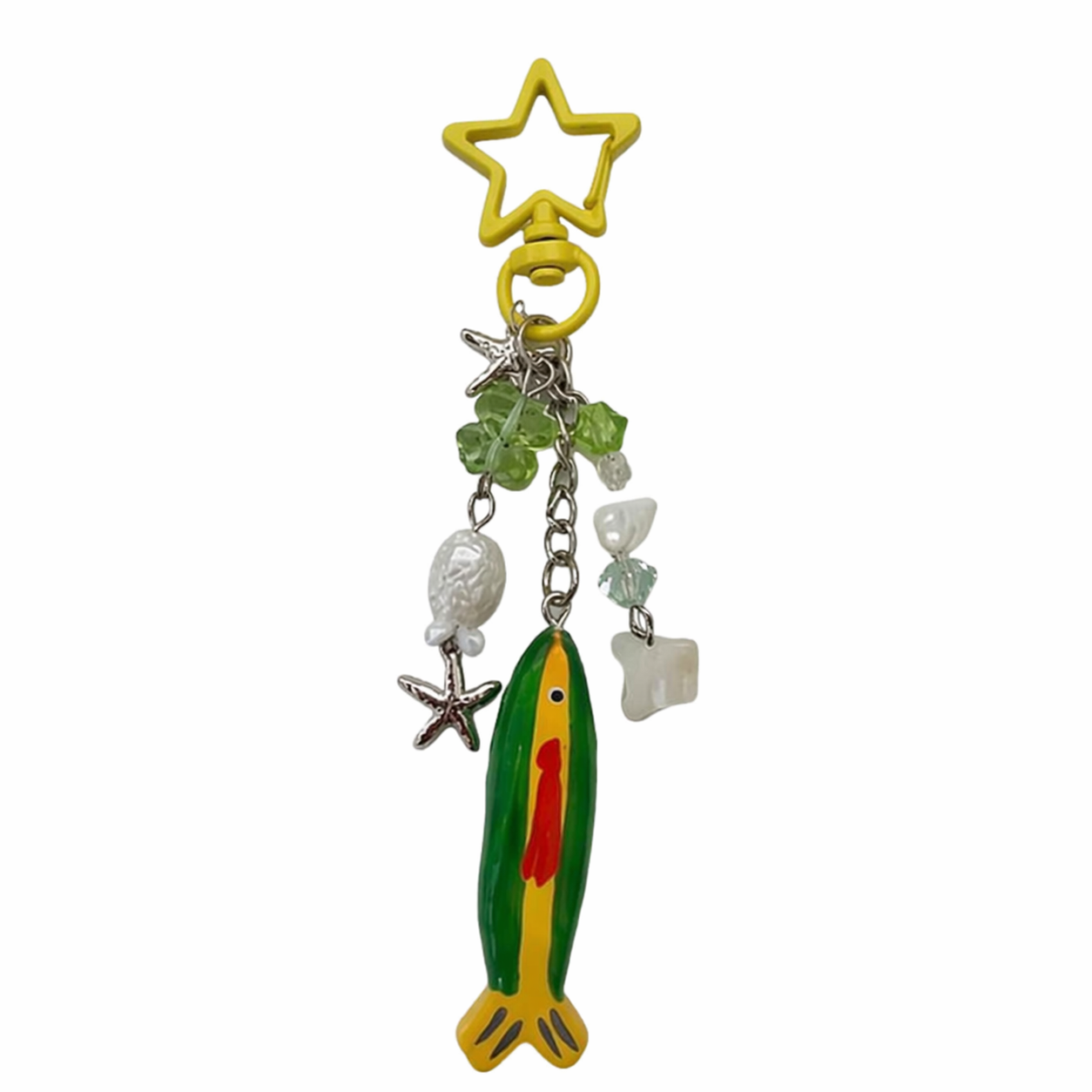 Fish Starfish Bag Charm Enamel Keychain Coastal Streetwear Accessory
