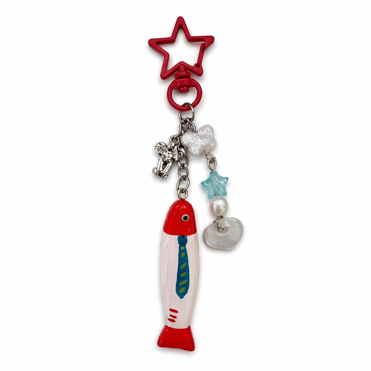 Fish Starfish Bag Charm Enamel Keychain Coastal Streetwear Accessory