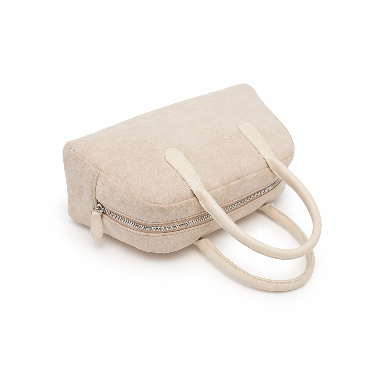 Minimalist Faux Suede Bowling Bag Vintage Boston Handheld Shoulder Bag