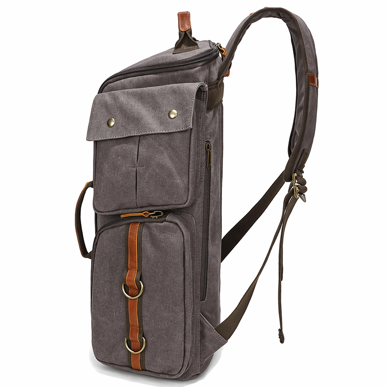 Waxed Canvas Backpack Vintage Leather Laptop Rucksack Waterproof Travel Bag