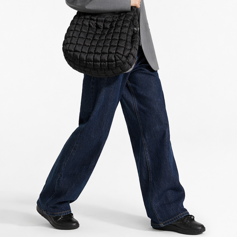 Quilted Puffer Tote Bag Pleated Cloud Nylon Crossbody Handbag