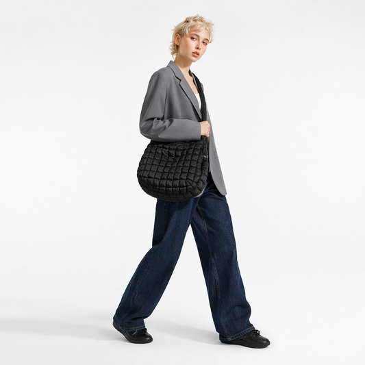 Quilted Puffer Tote Bag Pleated Cloud Nylon Crossbody Handbag