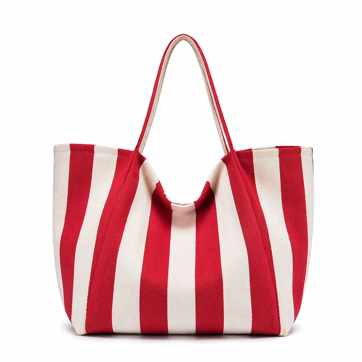 Large Canvas Striped Tote Bag Lightweight Travel Shopper