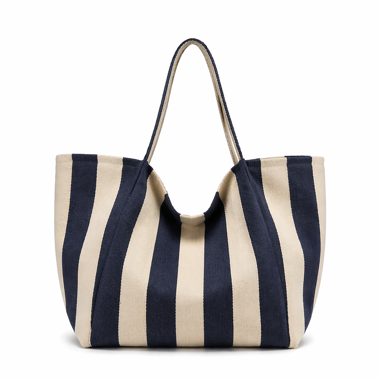 Large Canvas Striped Tote Bag Lightweight Travel Shopper